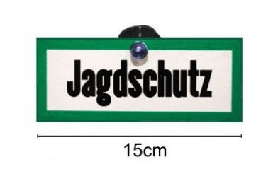 Bordje "Jagdschutz" 6 x 15 cm met zuignap bevestiging