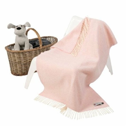 John Hanly Merino/Cashmere Baby Blanket Roze