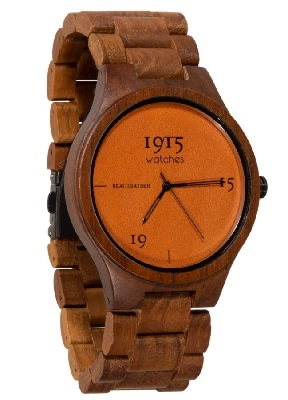 1915 Houten horloge "Real Leather"
